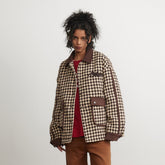 Unisex Jacket Men's and Women's Plaid Jacket Baggy Coat